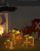 vidaXL Декоративни коледни подаръци 3 бр червени за открито/закрито