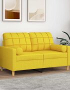 vidaXL Декоративни възглавници 2 бр светложълт Ø15x50 см плат