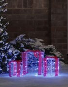 vidaXL Декорация на подаръчна кутия 3 бр. Синьо 20 x 20 x 21 см Акрил
