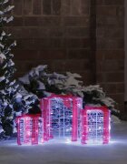 vidaXL Декорация на подаръчна кутия 3 бр. Студено бяло 20 x 20 x 21 см