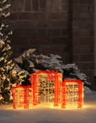 vidaXL Декорация на подаръчна кутия 3 бр. Топло бяло 20 x 20 x 21 см