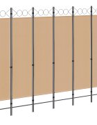 vidaXL Делител за стая с 6 панела Бежово 240 x 180 cm Текстил