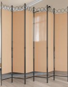 vidaXL Делител за стая с 6 панела Бежово 240 x 200 cm Текстил