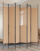 vidaXL Делител за стая с 6 панела Бежово 240 x 220 cm Текстил