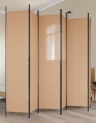 vidaXL Делител за стая с 6 панела Бежово 300 x 220 cm Текстил