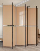 vidaXL Делител за стая с 6 панела Бежово 300 x 220 cm Текстил