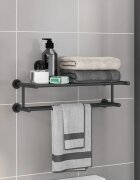 vidaXL Держач за кърпи Черно 61 x 23 x 17 см Неръждаема стомана