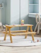 vidaXL Детска маса с пейки IRUN 90x795x50 см Масивно дърво