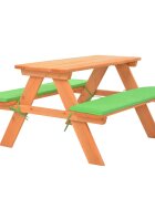 vidaXL Детска маса за пикник с пейки 89x79x50 см ела масив