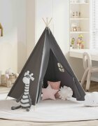 vidaXL Детска палатка Типи прасковена кожа сива с чанта 120x120x150 см
