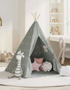 vidaXL Детска палатка Типи с чанта полиестер сива 115x115x160 см