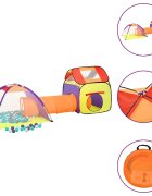 vidaXL Детска палатка за игра с 250 многоцветни топки 338x123x111 см