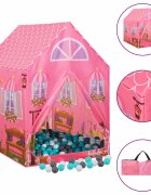 vidaXL Детска палатка за игра с 250 топки розова 69x94x104 см
