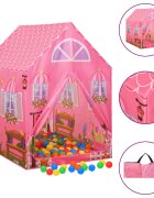 vidaXL Детска палатка за игра с 250 топки розова 69x94x104 см