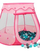 vidaXL Детска палатка за игра с 250 топки розово 102x102x82 см