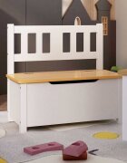 vidaXL Детска пейка за съхранение бяло и бежово 60x30x55 см МДФ
