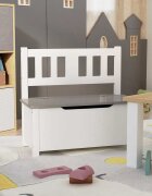 vidaXL Детска пейка за съхранение бяло и сиво 60x30x55 см МДФ