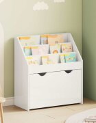 vidaXL Детска рафт за книги с чекмедже Лъскаво бяло 60 x 295 x 69 см