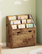 vidaXL Детска рафт за книги с чекмедже Старо дърво 60 x 295 x 69 см