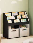 vidaXL Детска рафт за книги със съхранение Черно 725 x 295 x 69 см