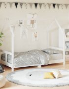 vidaXL Детска рамка за легло бяла 80x160 см масивна борова дървесина