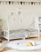 vidaXL Детска рамка за легло бяла 80x160 см масивна борова дървесина