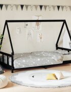 vidaXL Детска рамка за легло черна 90x190 см бор масив