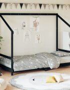 vidaXL Детска рамка за легло черна 90x190 см бор масив