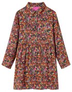 vidaXL Детска рокля с дълъг ръкав многоцветна 128