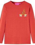 vidaXL Детска тениска с дълъг ръкав опушено червено 128