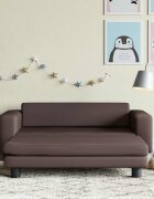 vidaXL Детски диван с табуретка кафяв 100x50x30 см изкуствена кожа