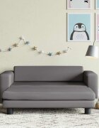 vidaXL Детски диван с табуретка сив 100x50x30 см изкуствена кожа