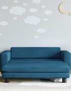 vidaXL Детски диван с табуретка за крака син 100x50x30 см кадифе