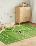 vidaXL Детски килим зелен 160x230 см футболно игрище миещ