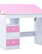 vidaXL Детско бюро за рисуване накланящ се плот розово и бяло