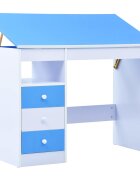 vidaXL Детско бюро за рисуване накланящ се плот синьо и бяло