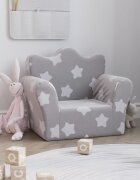 vidaXL Детско диванче светлосиво със звездички мек плюш