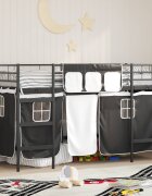 vidaXL Детско легло на два етажа с пердета Черно 75 x 190 cm