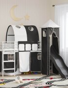 vidaXL Детско легло с двуетажно легло Бяло и черно 75 x 190 cm Метал