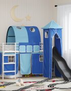vidaXL Детско легло с двуетажно легло Бяло и синьо 90 x 190 cm Метал