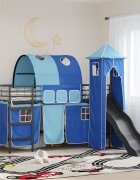 vidaXL Детско легло с двуетажно легло Черен и син 90 x 200 cm Метал