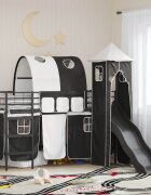 vidaXL Детско легло с двуетажно легло Черно 100 x 190 cm Метал