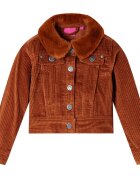 vidaXL Детско яке кадифе коняк 128