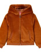 vidaXL Детско яке с качулка изкуствен косъм коняк 104