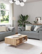 vidaXL Диван 3 бр. Светлосиво Ленена смесена тъкан