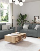 vidaXL Диван 3 бр. Тъмен сив Ленена смесена тъкан