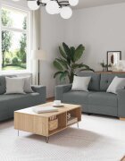 vidaXL Диван 3 бр. Тъмен сив Ленена смесена тъкан