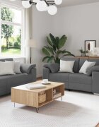 vidaXL Диван 3 бр. Тъмен сив Ленена смесена тъкан