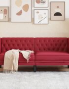 vidaXL Диван Chesterfield с 2 седалки Виненочервена kunstnahast