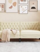 vidaXL Диван Chesterfield с 2 седящи места от кремава kunstnahast